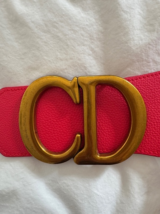 Vintage Christian Dior CD Logo Buckle Stretch Belt | Red Leather | Gold Hardware main image 5